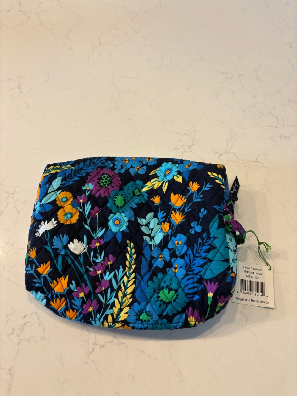 NWT-Vera Bradley Midnight Blues Quilted Cosmetic Pouch Large
